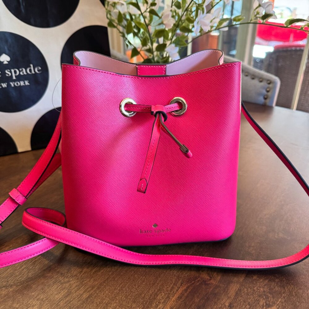 Kate Spade Sadie Bucket Bag Crossbody Purse Bikini Pink